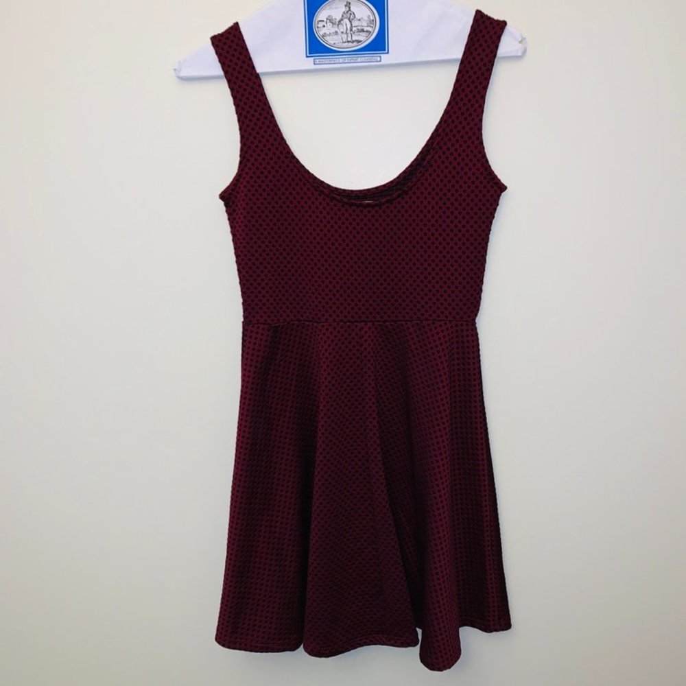 forever 21 Maroon black polka dot tank scoop dress